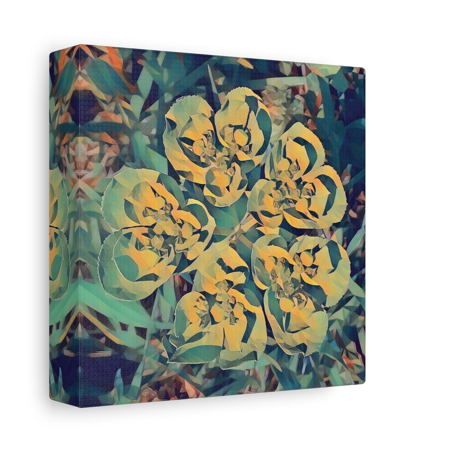 Stretched Matte Canvas - Poly Art - Flower of Euphorbia Helioscopia