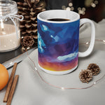 Ceramic White Cup 15oz - Poly Art - Sunset Sky (Variant 2)