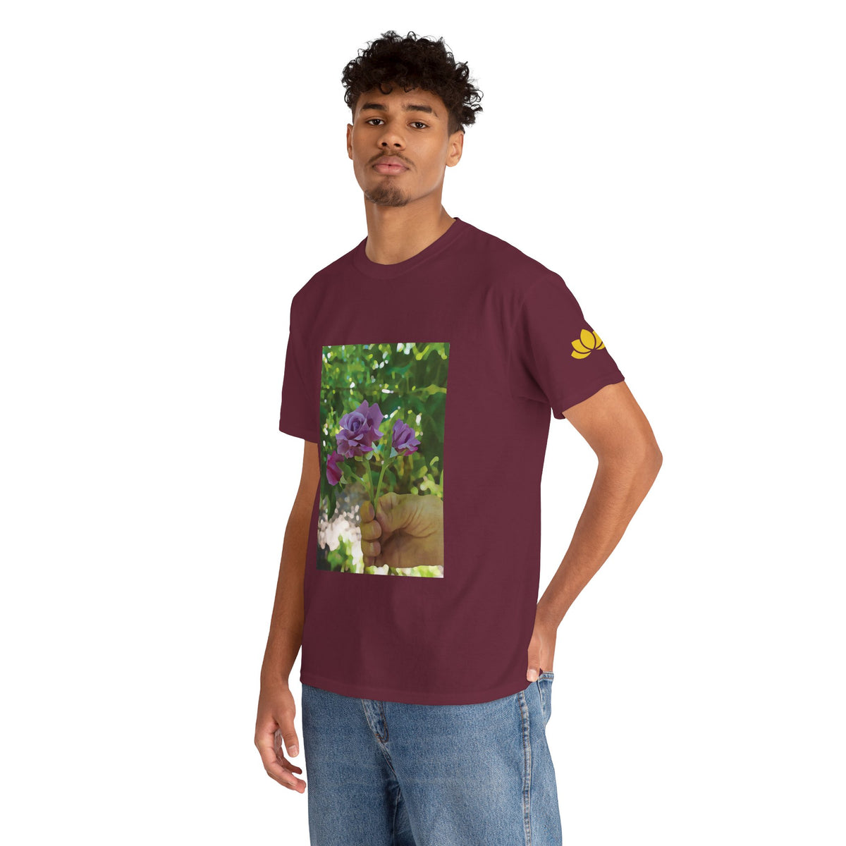 Unisex Heavy Cotton Tee - Flower of Rose, Small Bouquet