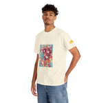 Unisex Heavy Cotton Tee - Poly Art - Flower of in sky blue and red