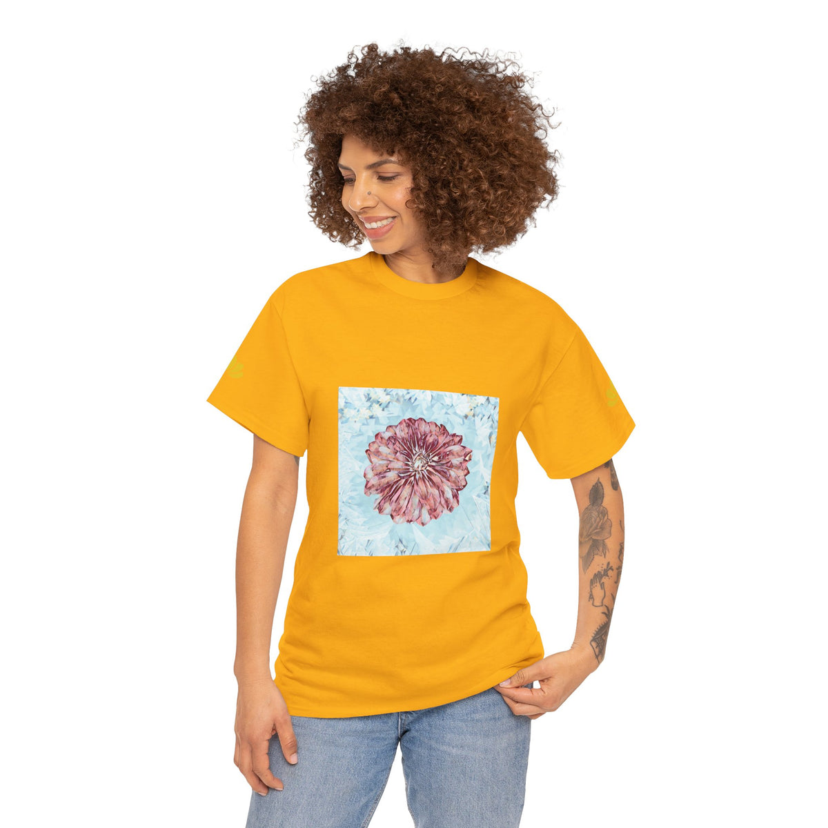 Unisex Heavy Cotton Tee - Poly Art - Flower of Dahlia (Variant 2)