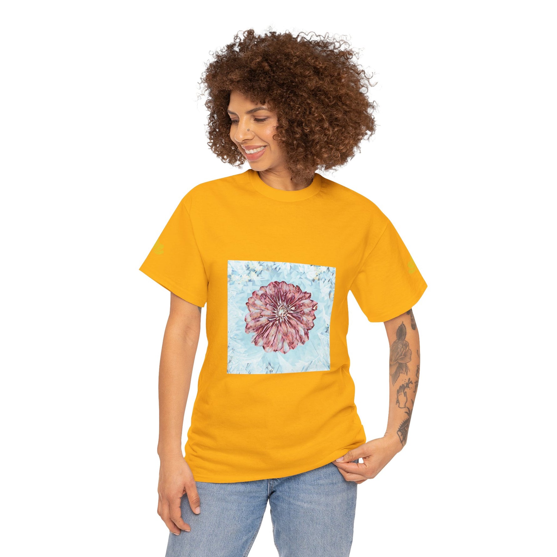 Unisex Heavy Cotton Tee - Poly Art - Flower of Dahlia (Variant 2)