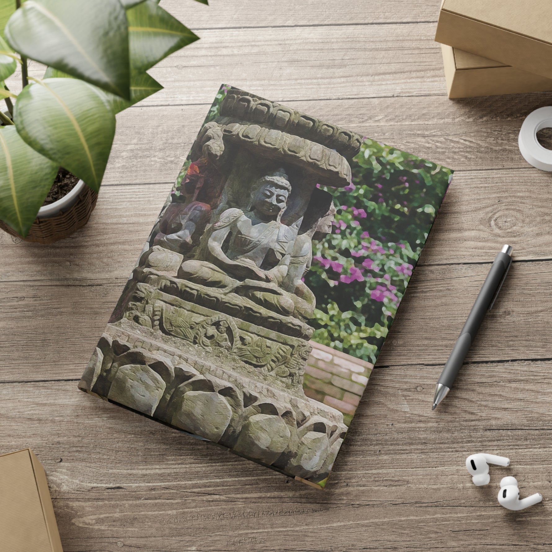 Hardcover Notebook with Puffy Covers - Nepal, Bodhisattvas Stone Sculptures
