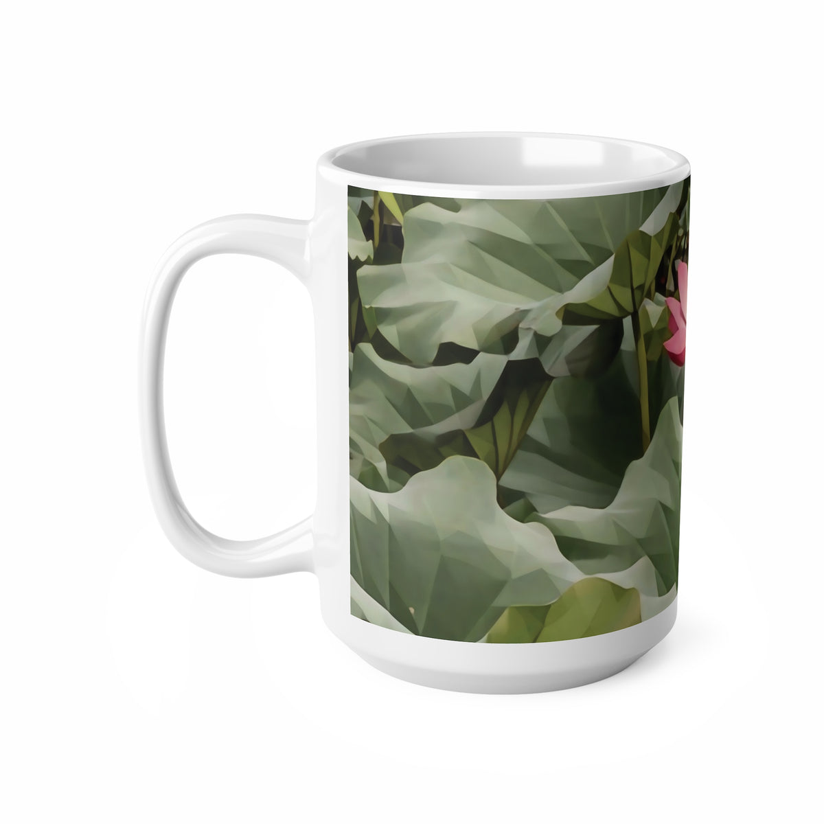 Ceramic White Cup 15oz - Poly Art - Flower of Lotus (Variant 2)