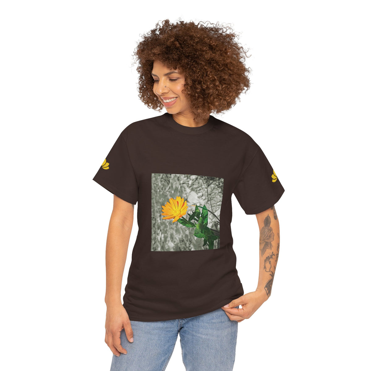 Unisex Heavy Cotton Tee - Poly Art - Flower of Calendula (Variant 1)