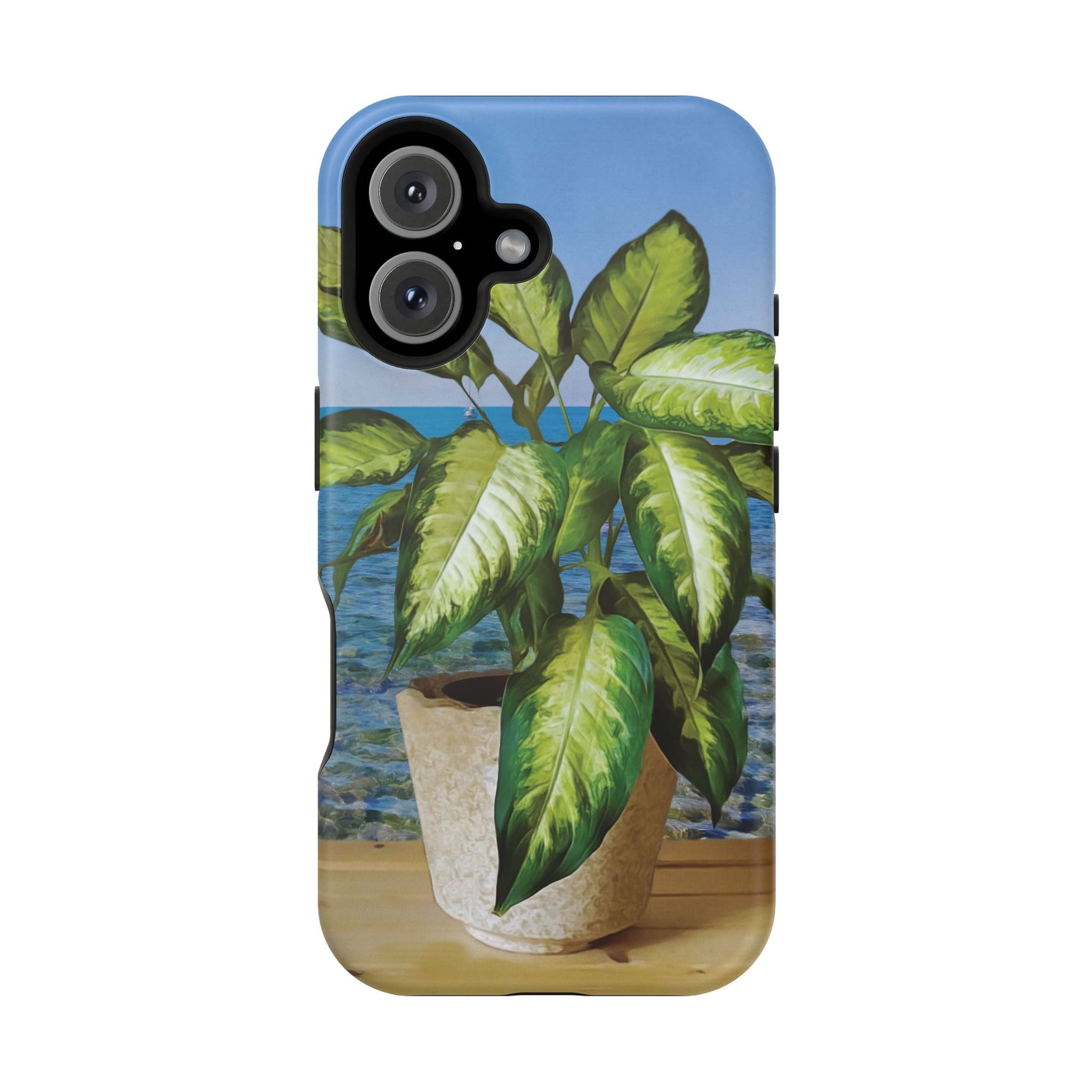 Magnetic Tough Phone Case - Dieffenbachia Plant and Sea