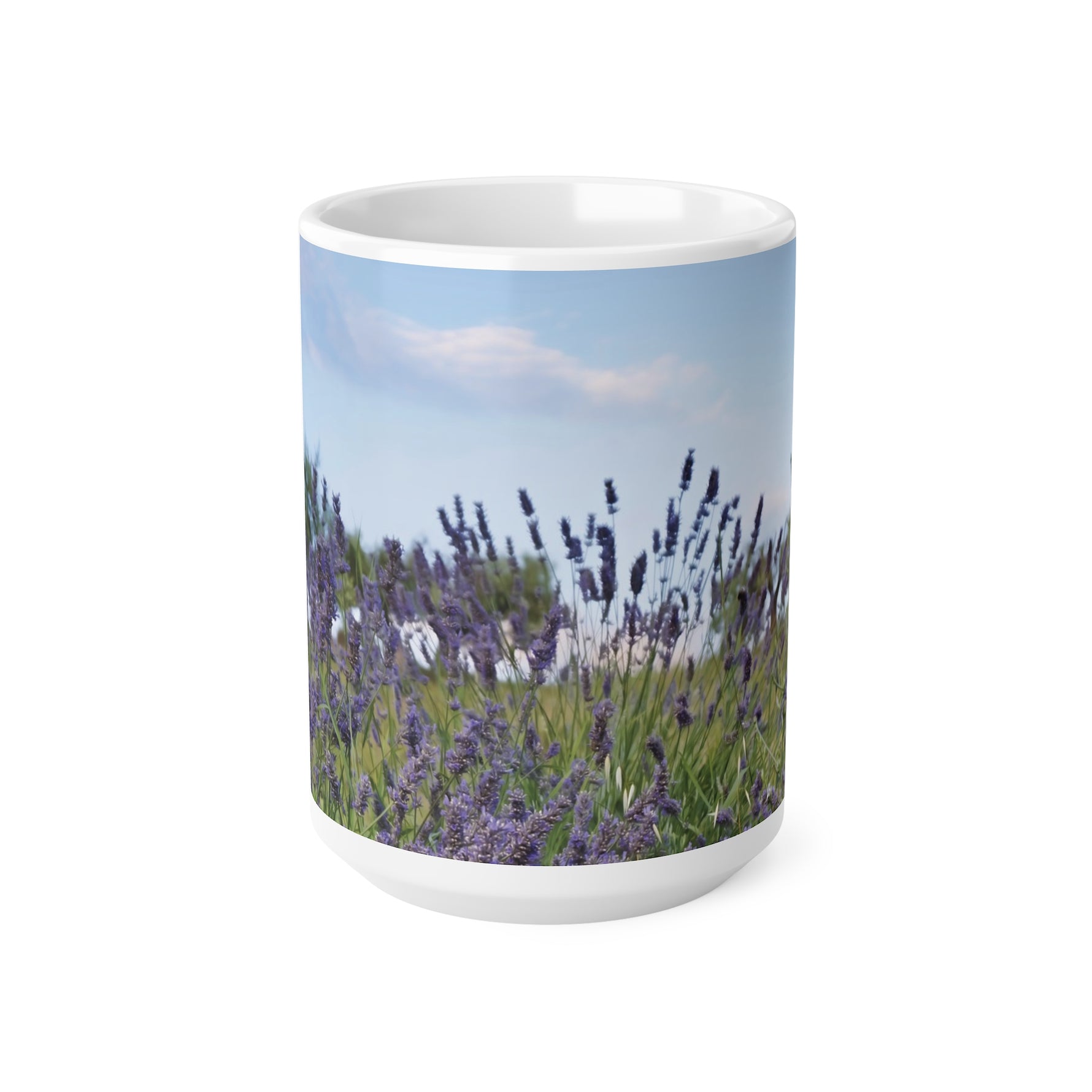 Ceramic White Cup 15oz - Flower of Lavender (Variant 2)