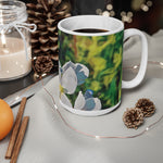 Ceramic White Cup 15oz - Poly Art - Flower, White