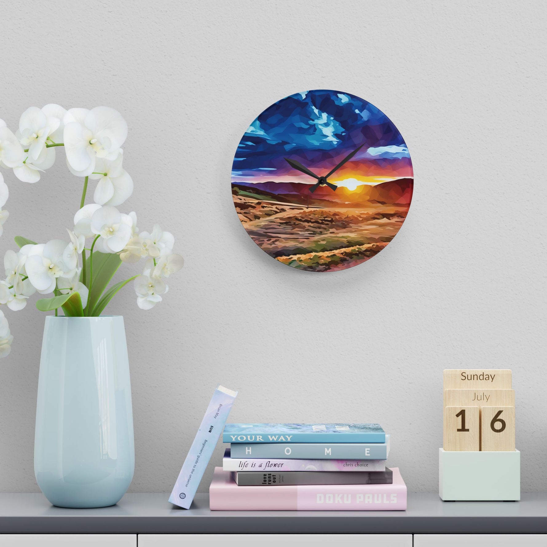 Acrylic Wall Clock - Poly Art - Tuscan Landscape (Variant 2)