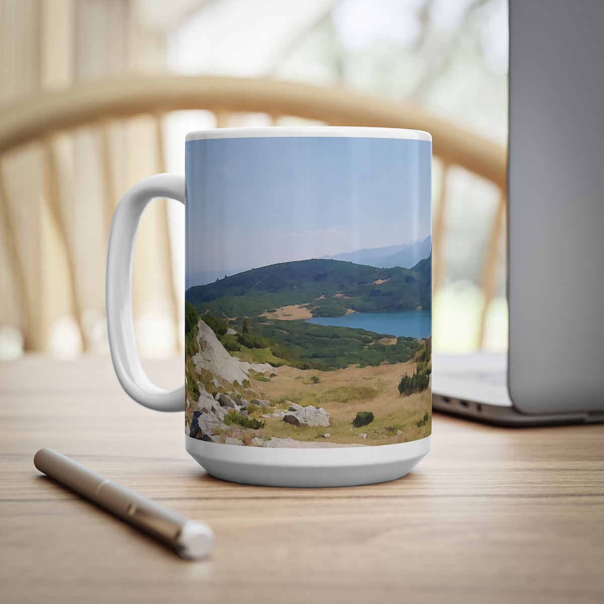 Ceramic White Cup 15oz - Rila Lakes, Bulgaria (Variant 3)