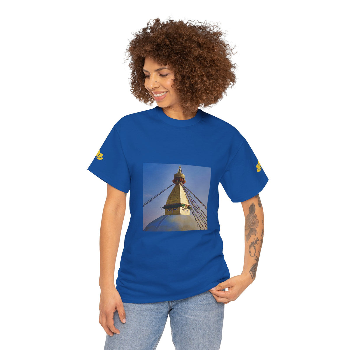 Unisex Heavy Cotton Tee - Nepal, Buddha's Eyes (Variant 6)