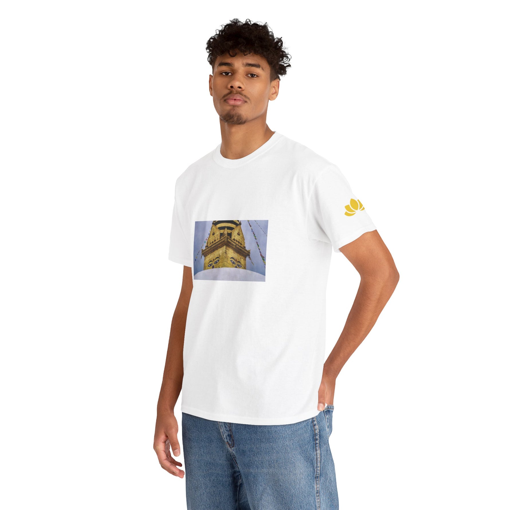 Unisex Heavy Cotton Tee - Nepal, Buddha's Eyes (Variant 4)