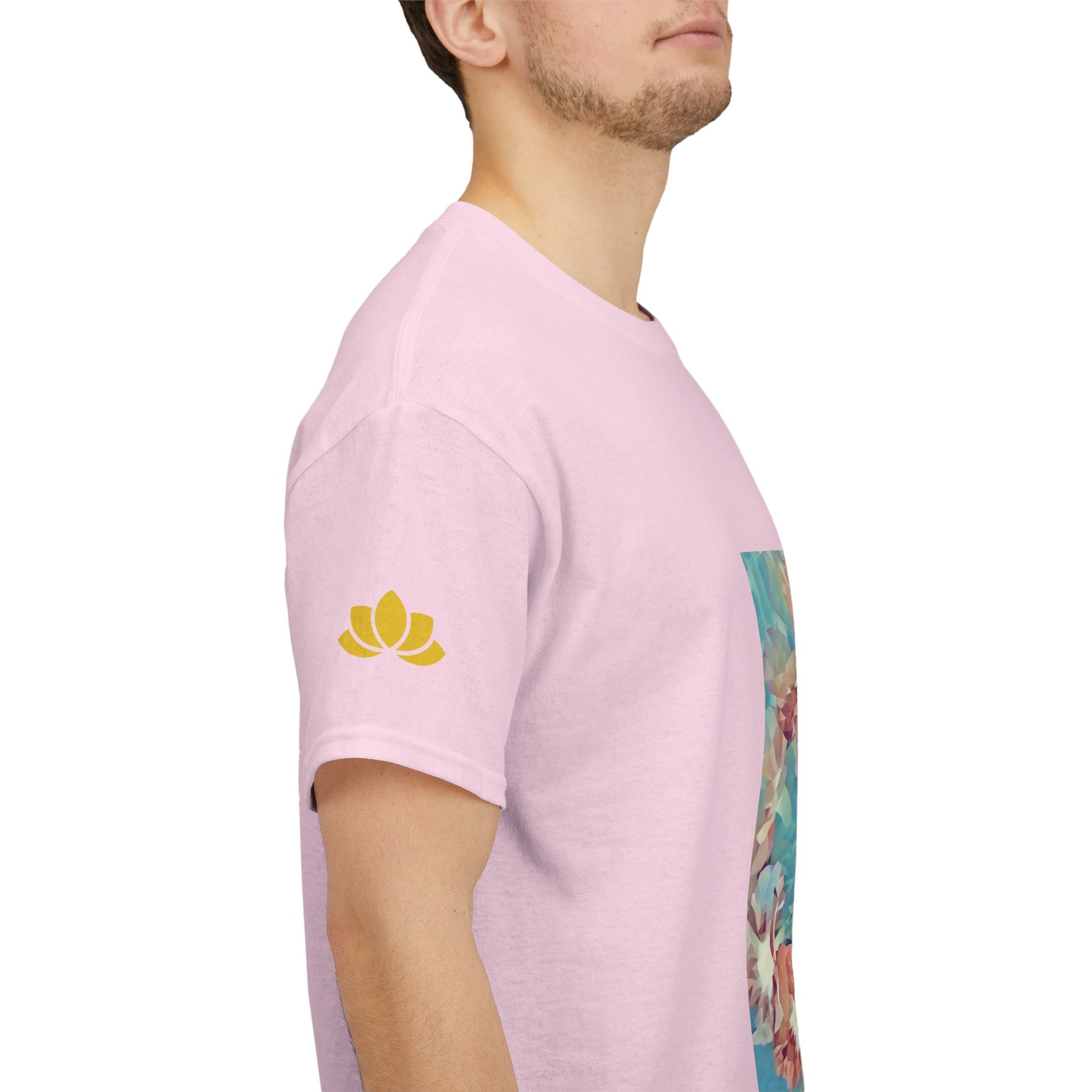 Unisex Heavy Cotton Tee - Poly Art - Flower of in sky blue and red