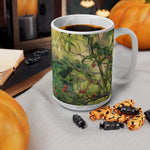 Ceramic White Cup 15oz - Poly Art - Rosehip plant (Variant 2)