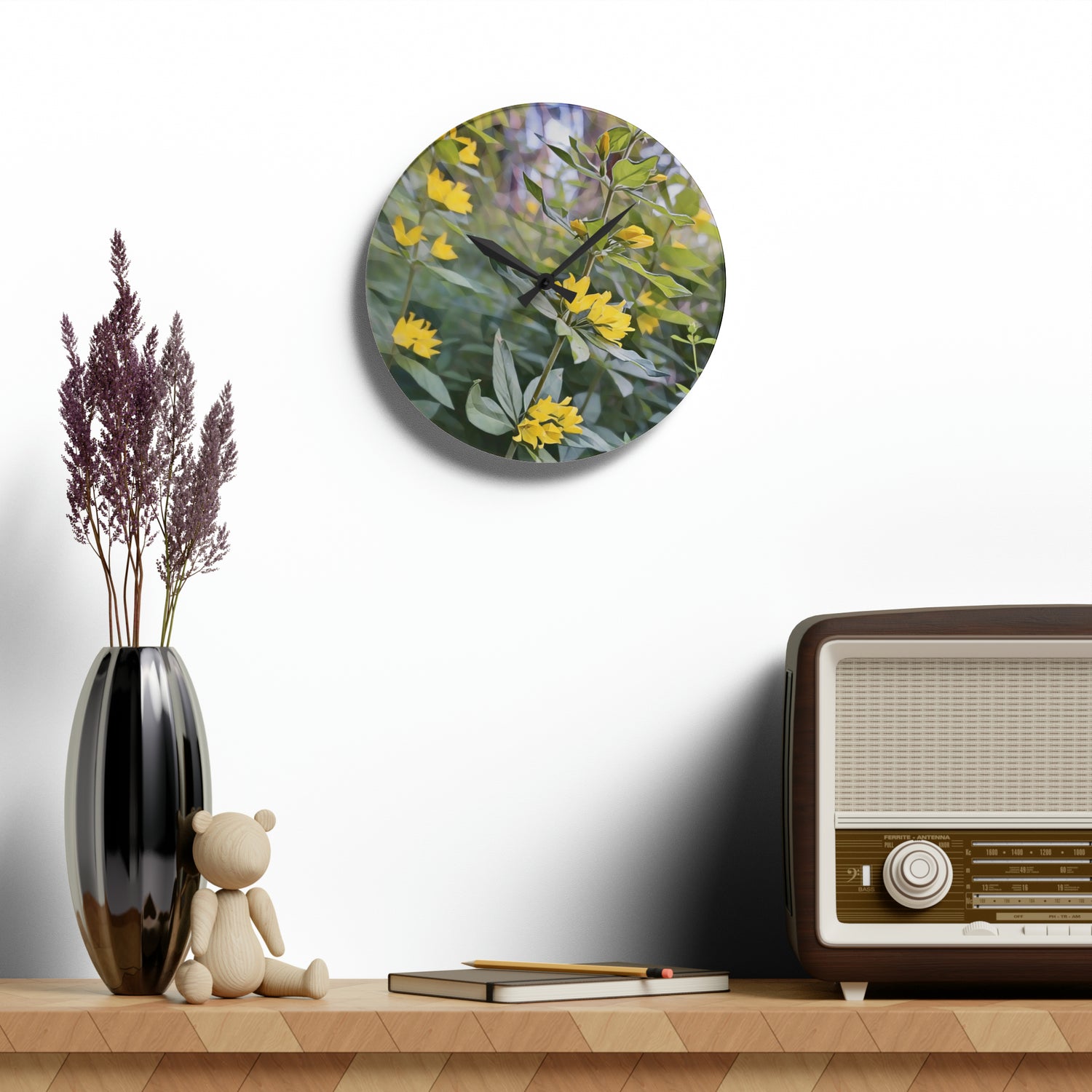 Acrylic Wall Clock - Poly Art - Flower of Lysimachia