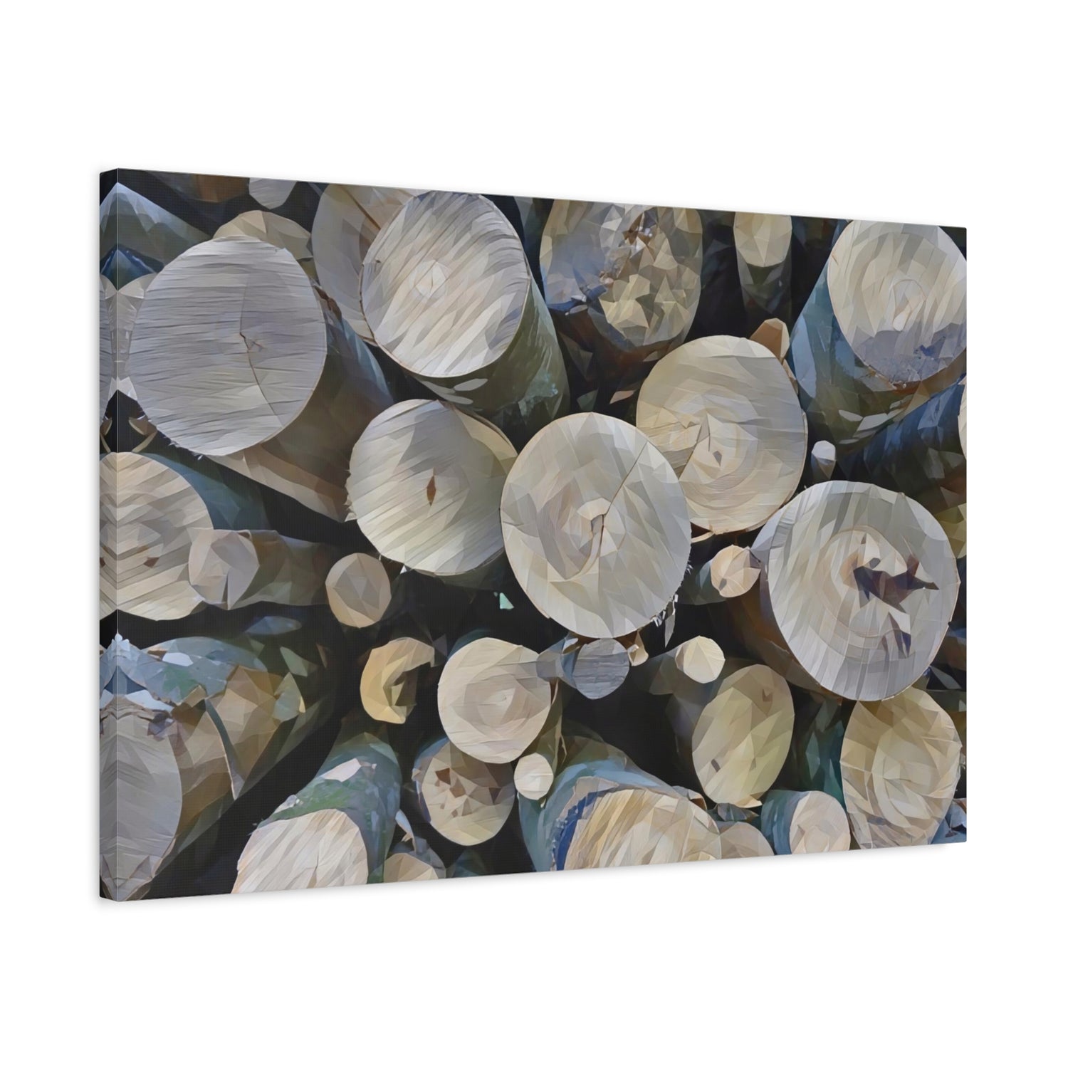 Stretched Matte Canvas - Poly Art - Wooden Trunks (Variant 2)