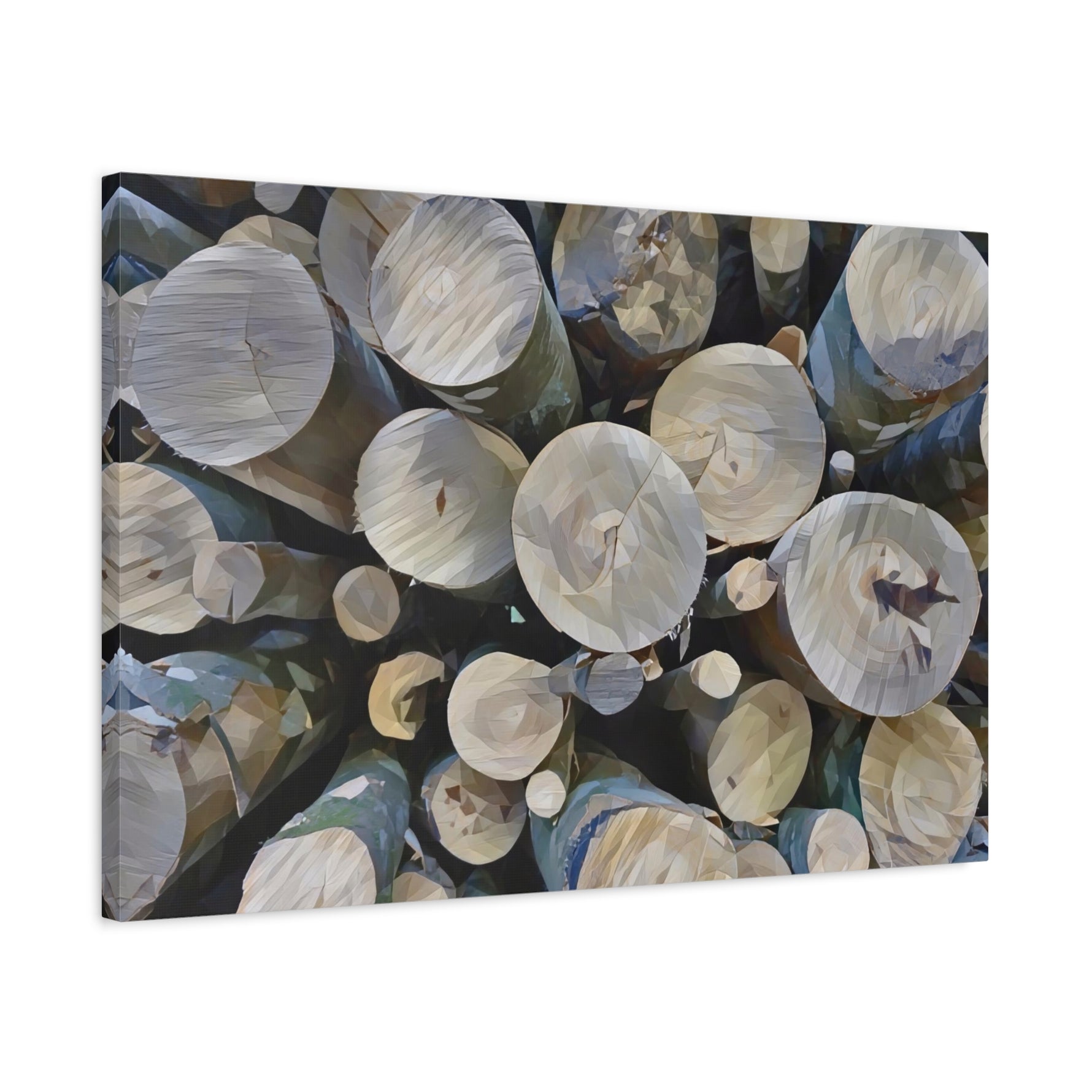 Stretched Matte Canvas - Poly Art - Wooden Trunks (Variant 2)