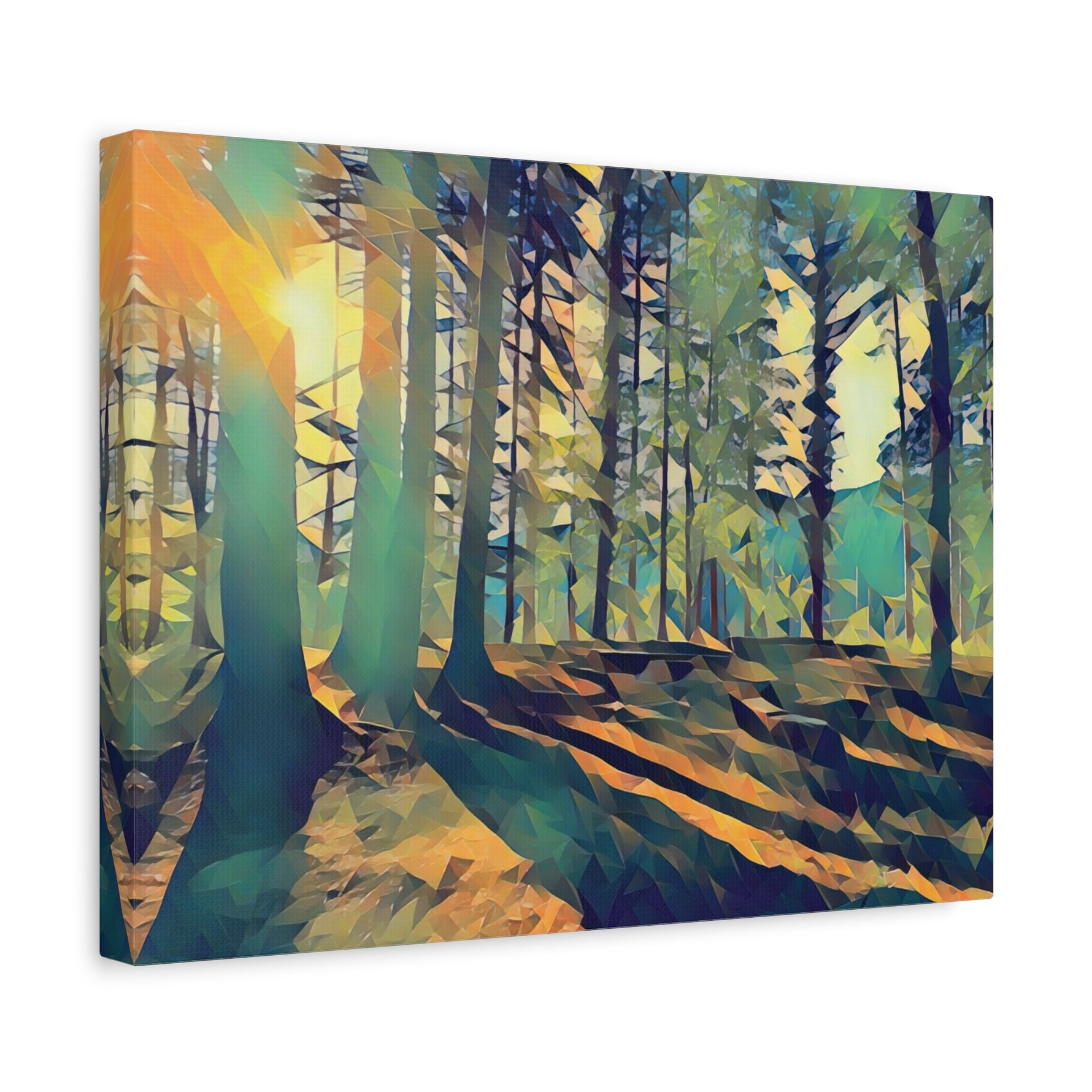 Stretched Matte Canvas - Poly Art - Forest (Variant 09)