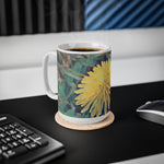 Ceramic White Cup 15oz - Poly Art - Flower of Dandelion (Variant 1)