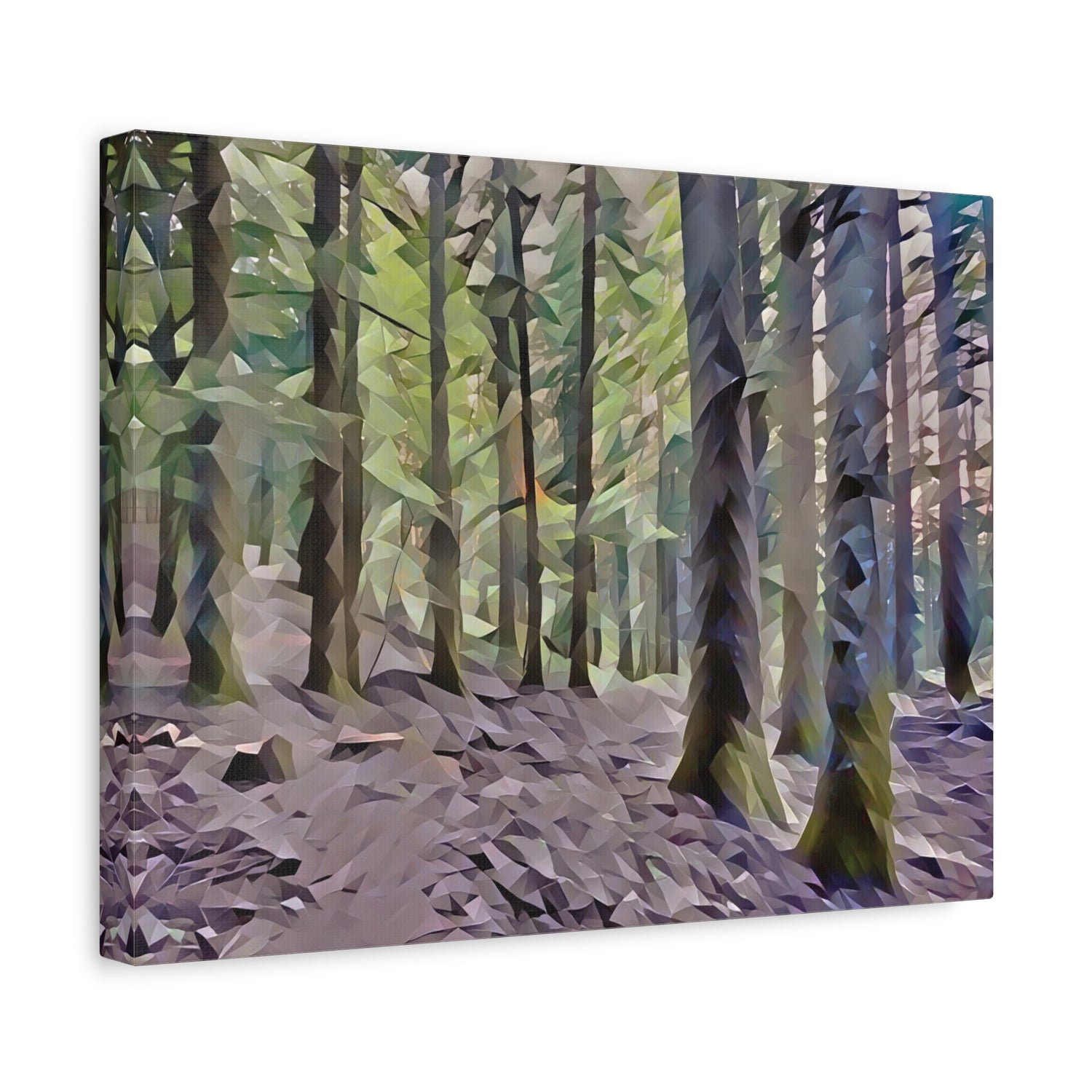 Stretched Matte Canvas - Poly Art - Forest, a Path (Variant 2)