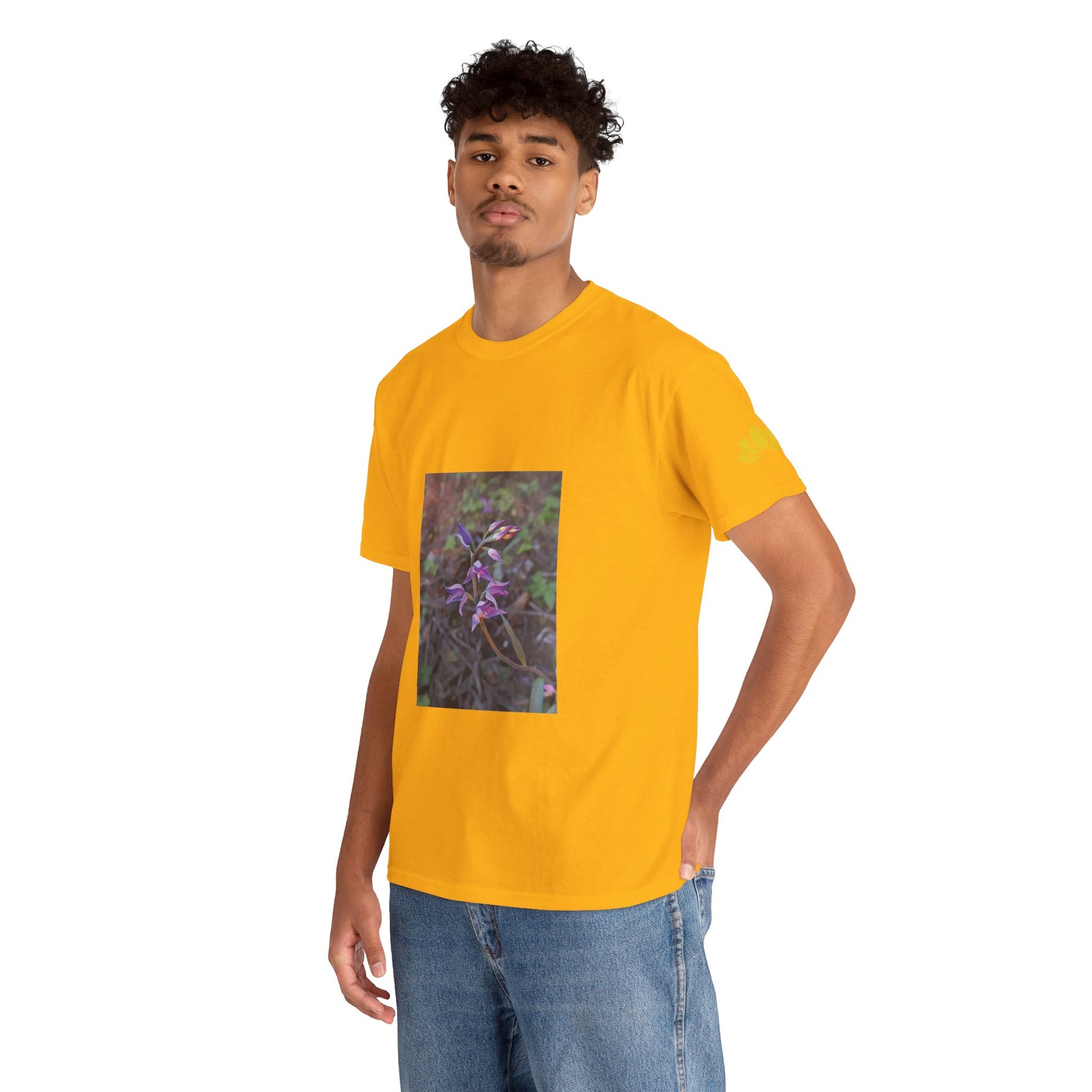 Unisex Heavy Cotton Tee - Poly Art - Flower of Cephalanthera Rubra