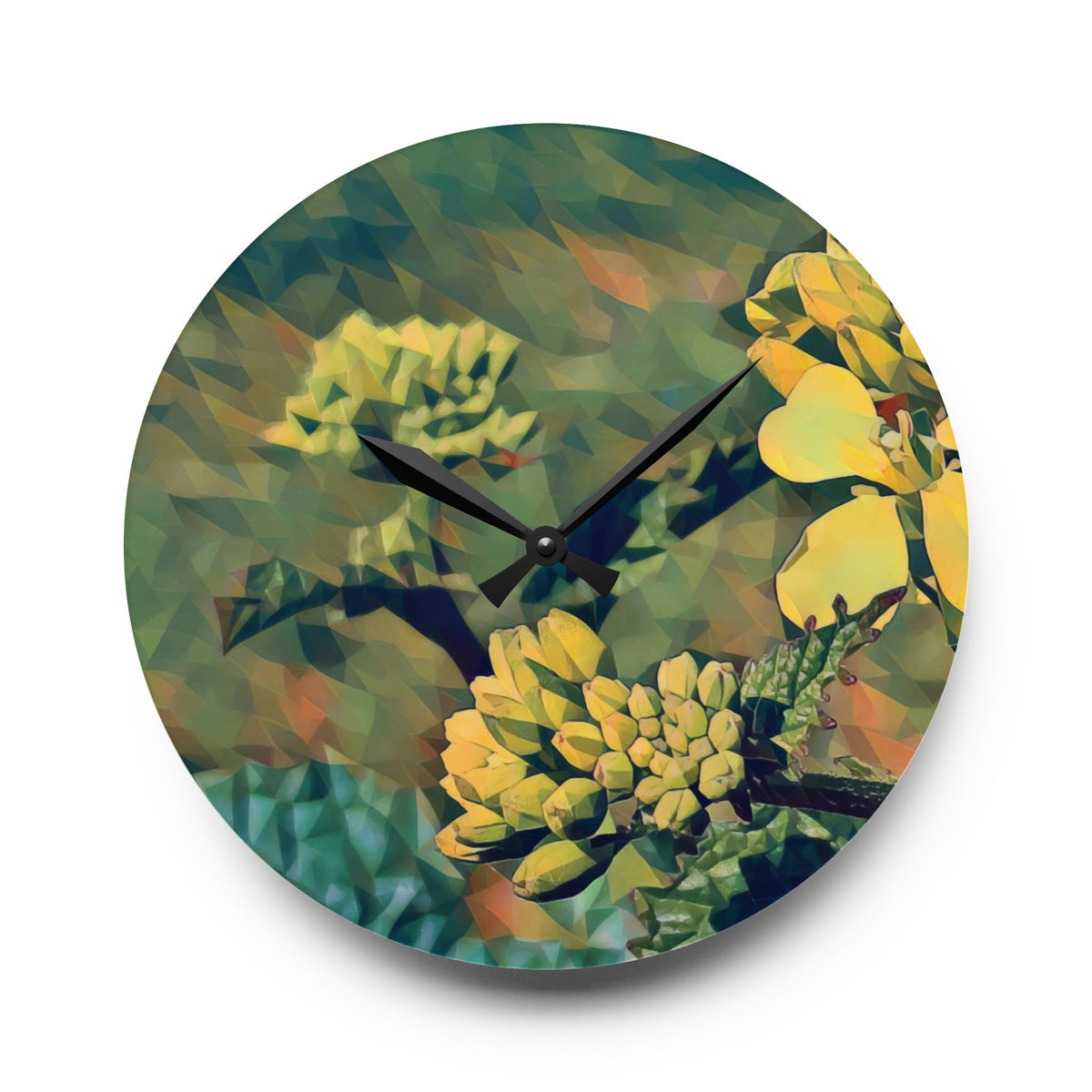 Acrylic Wall Clock - Poly Art - Flower, yellow (Variant 1)