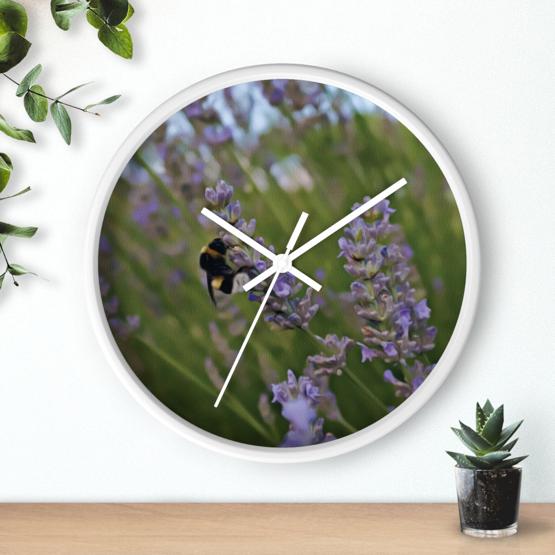 Wall Clock - Flower of Lavender with Bombus Insect (Variant 2)