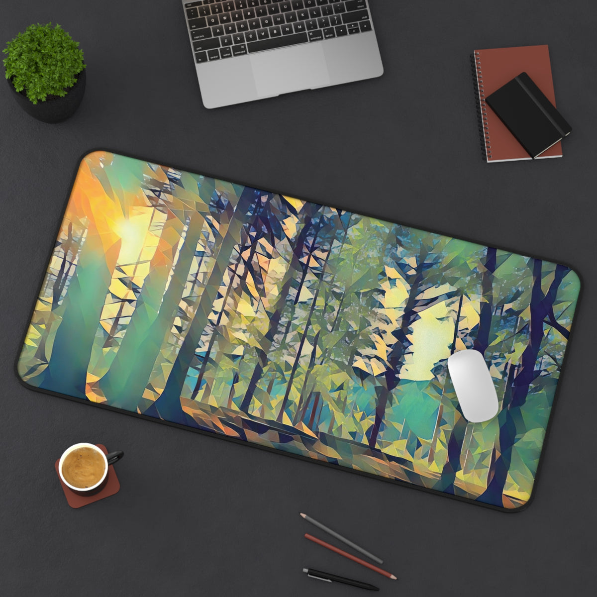Desk Mat - Poly Art - Forest (Variant 06)