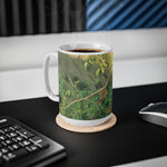 Ceramic White Cup 15oz - Poly Art - Rosehip plant (Variant 2)