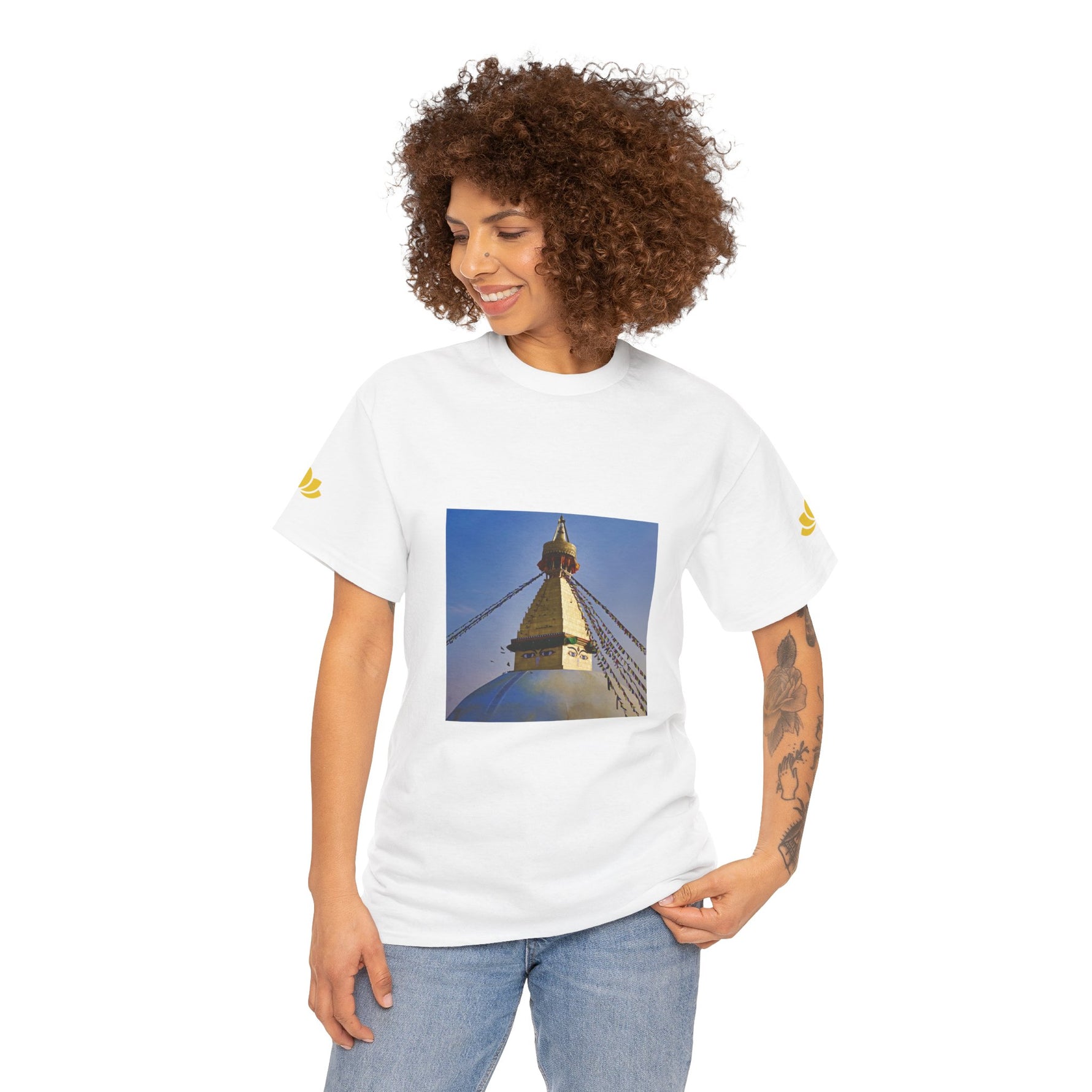Unisex Heavy Cotton Tee - Nepal, Buddha's Eyes (Variant 6)