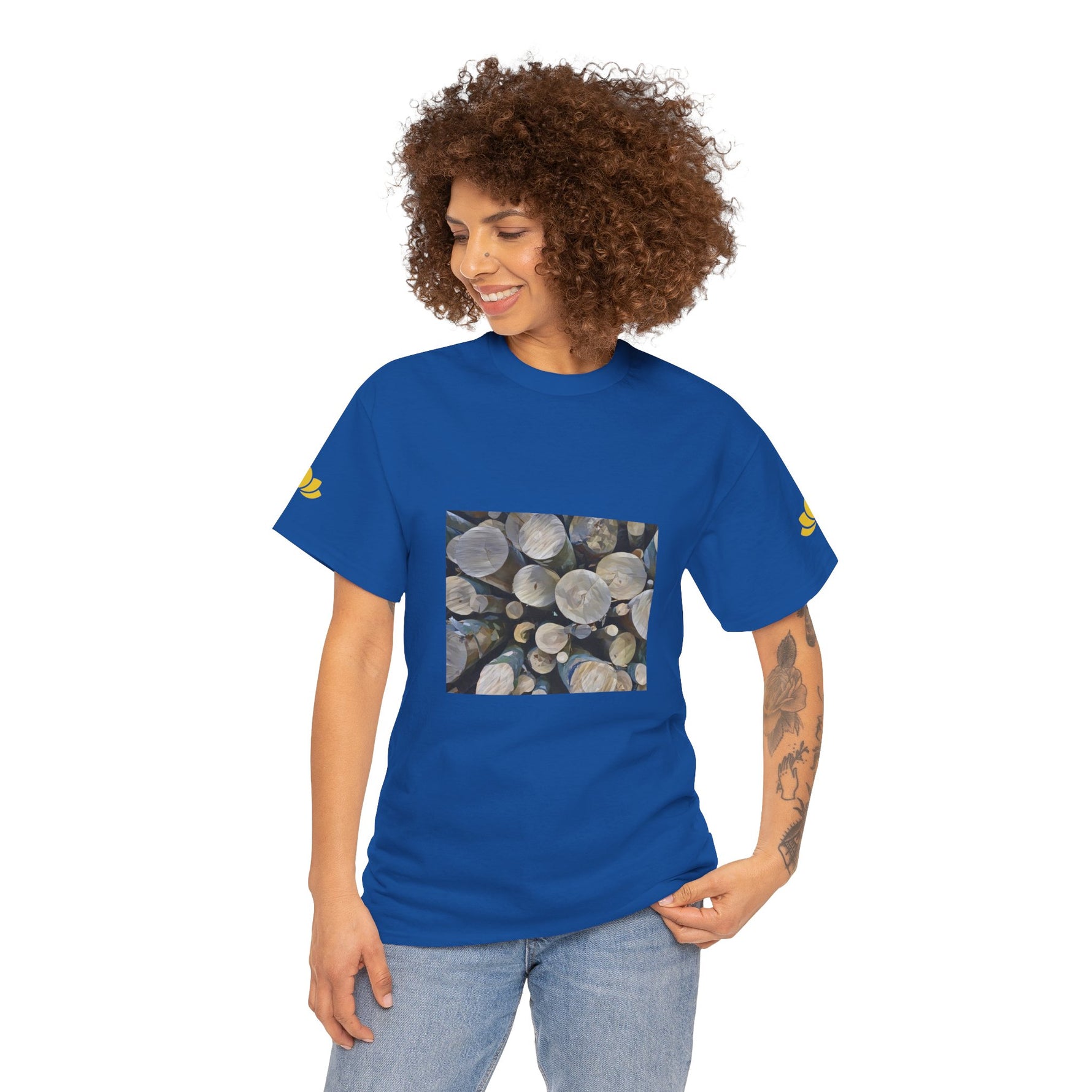Unisex Heavy Cotton Tee - Poly Art - Wooden Trunks (Variant 1)