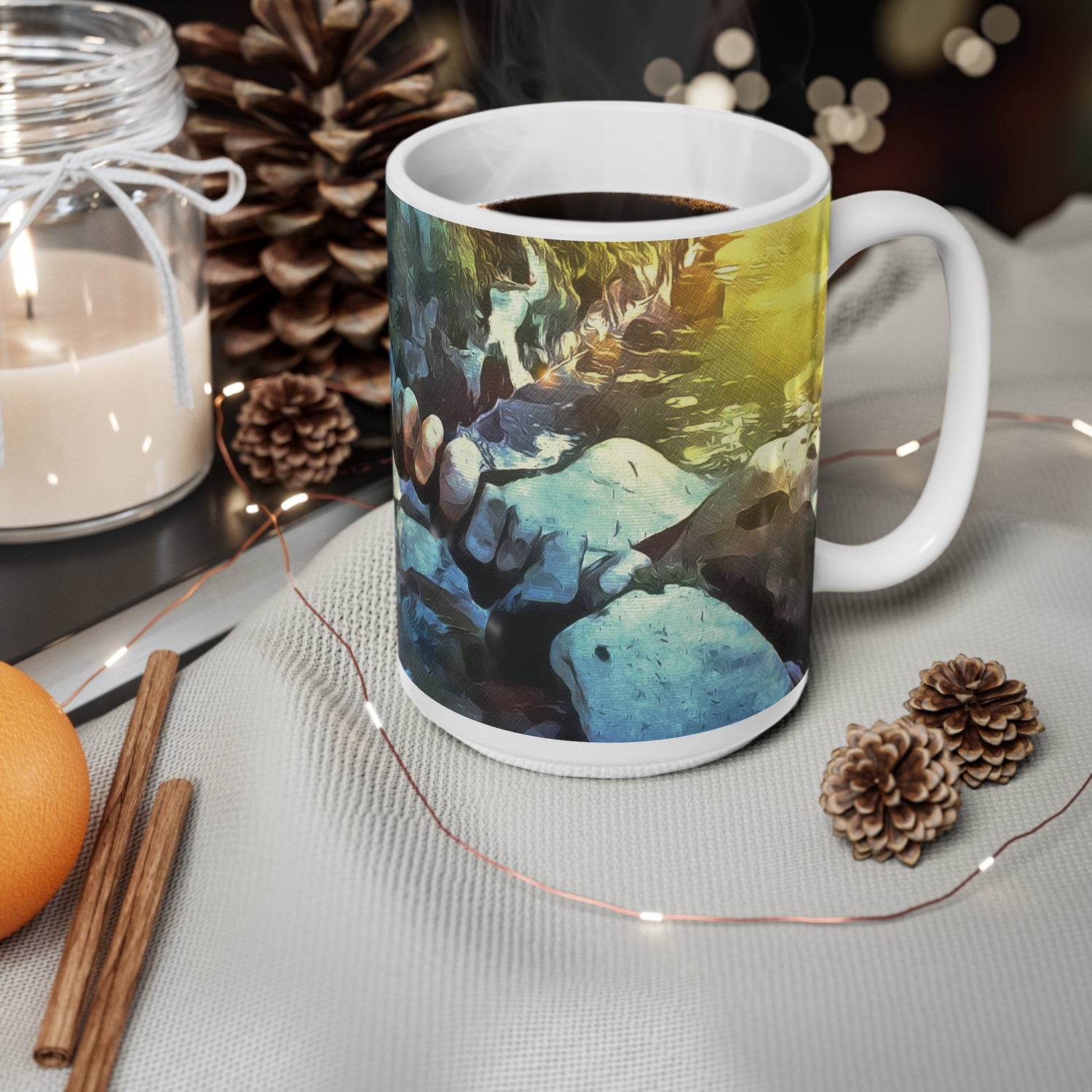 Ceramic White Cup 15oz - Stone Balance (Variant 2)