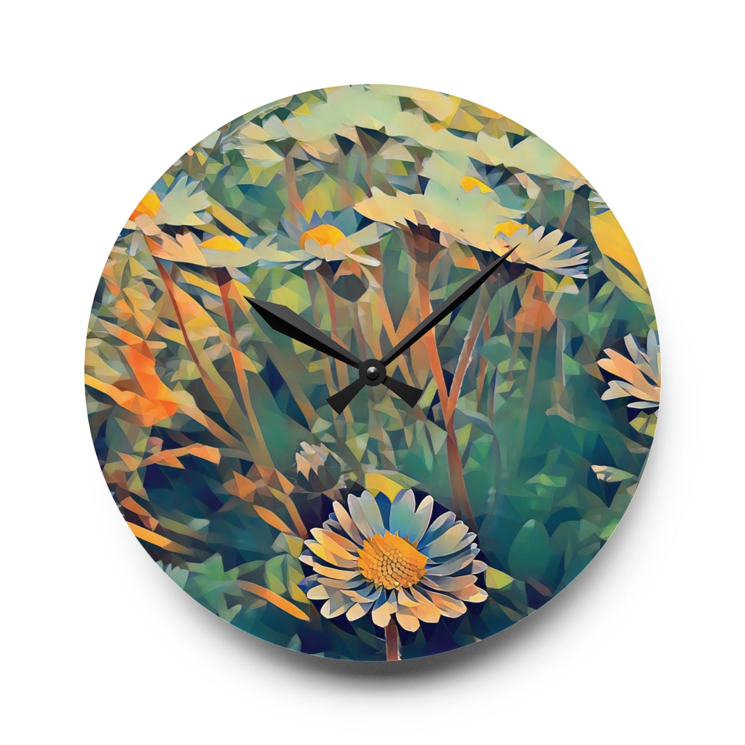 Acrylic Wall Clock - Poly Art - Flower of Daisies (Variant 2)