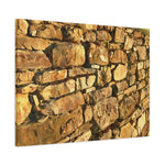 Stretched Matte Canvas - Stone Wall at Sunset