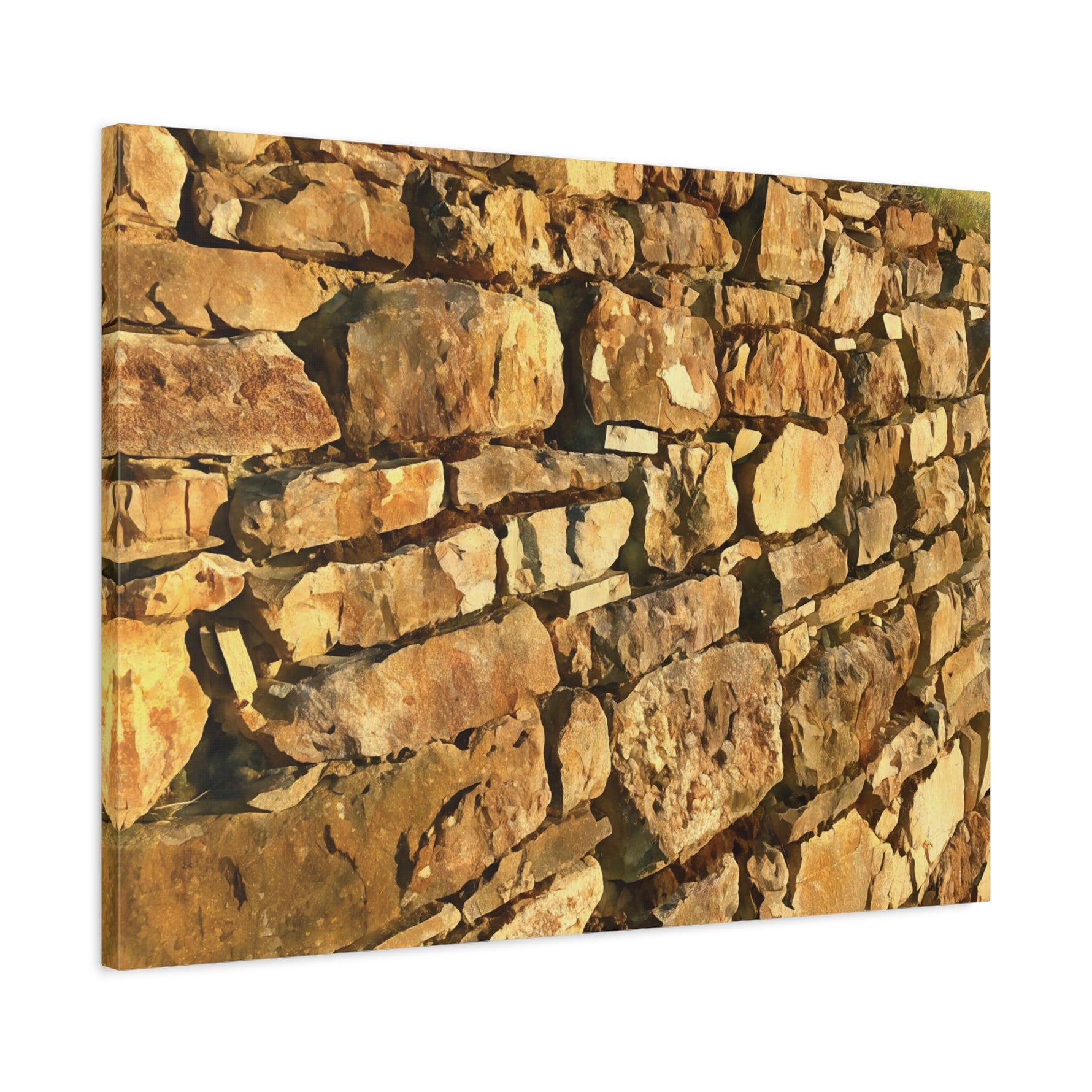Stretched Matte Canvas - Stone Wall at Sunset