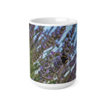 Ceramic White Cup 15oz - Flower of Lavender with bombus insect (Variant 1)