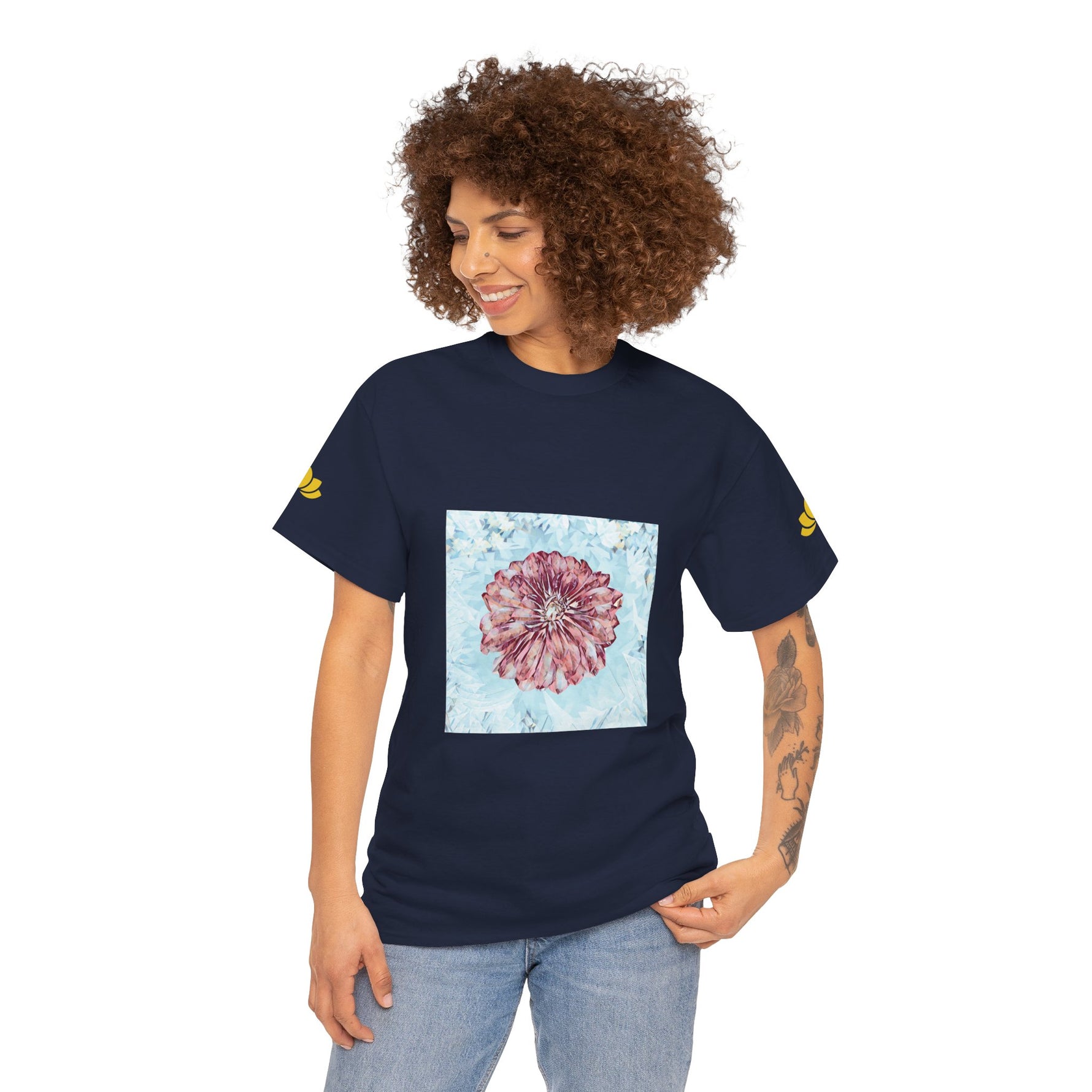 Unisex Heavy Cotton Tee - Poly Art - Flower of Dahlia (Variant 2)