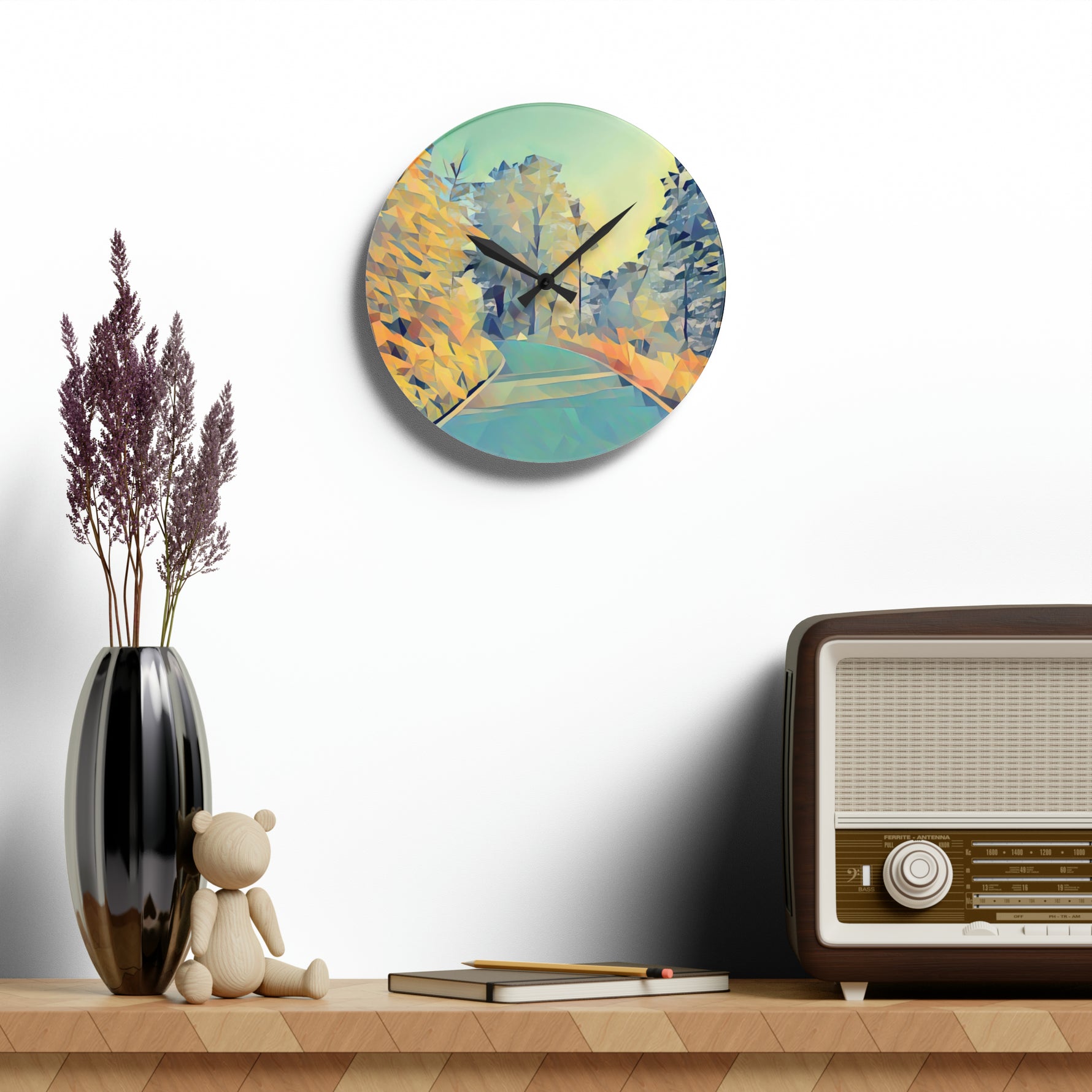 Acrylic Wall Clock - Poly Art - Forest (Variant 06)