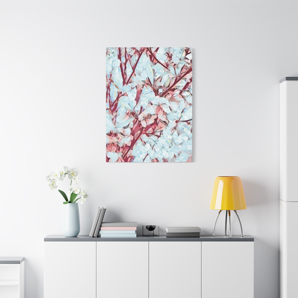 Stretched Matte Canvas - Poly Art - Apple's Tree Flower (Variant 4)