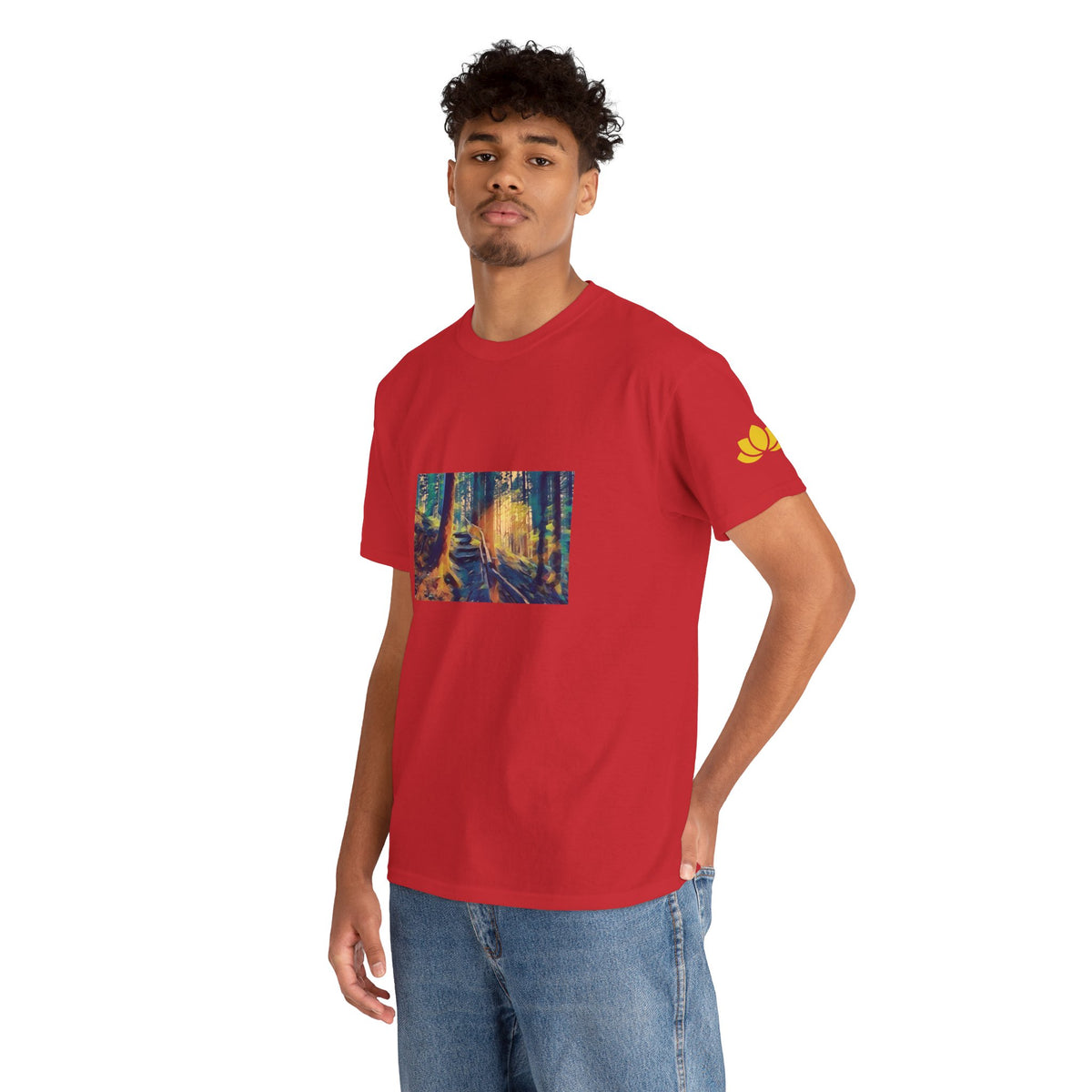 Unisex Heavy Cotton Tee - Poly Art - Forest, a Path (Variant 2)