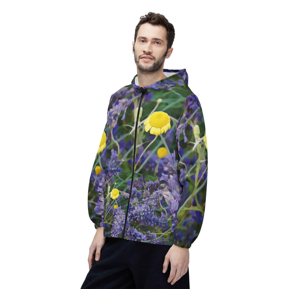 Windbreaker Jacket - Flower of Lavender and Chamomile