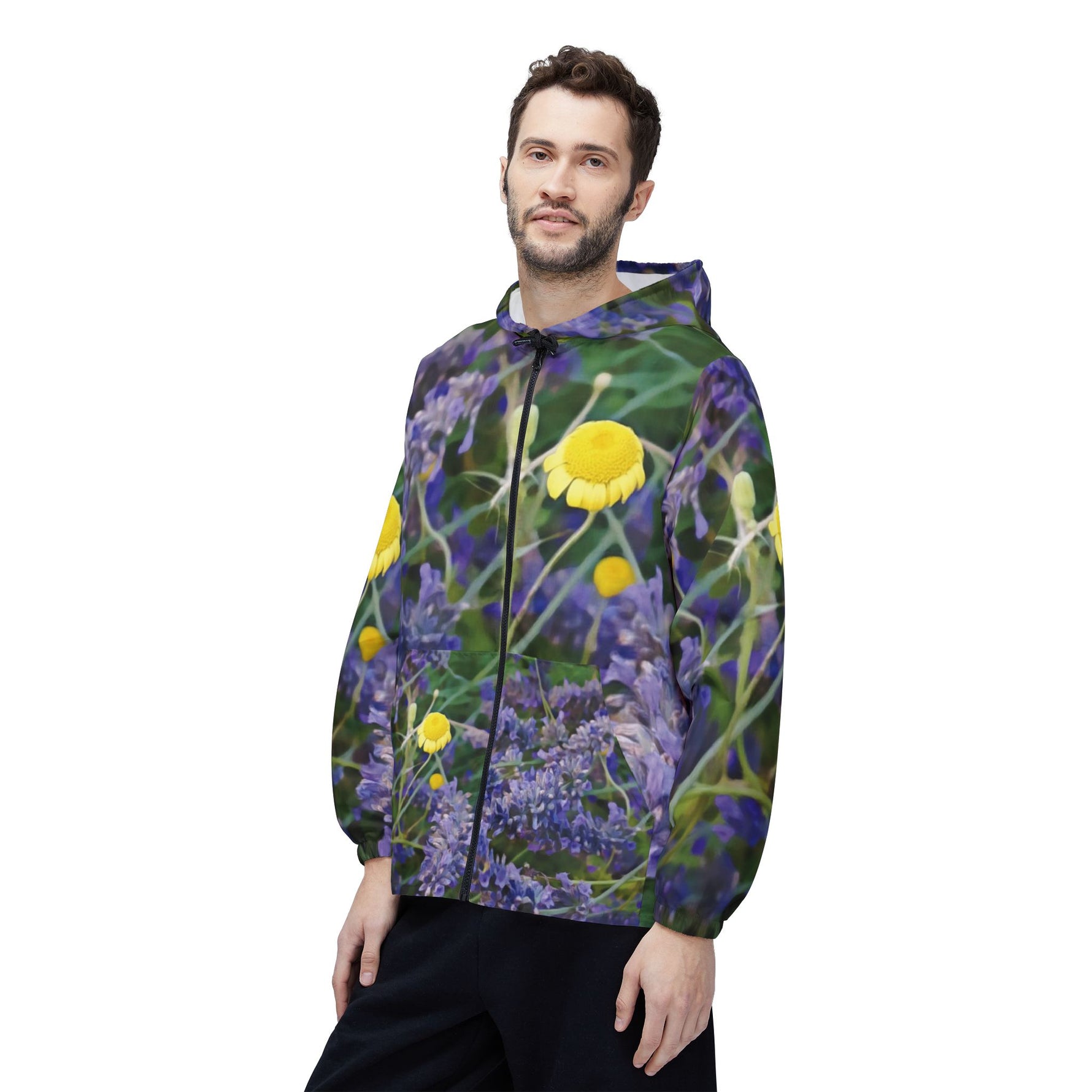 Windbreaker Jacket - Flower of Lavender and Chamomile