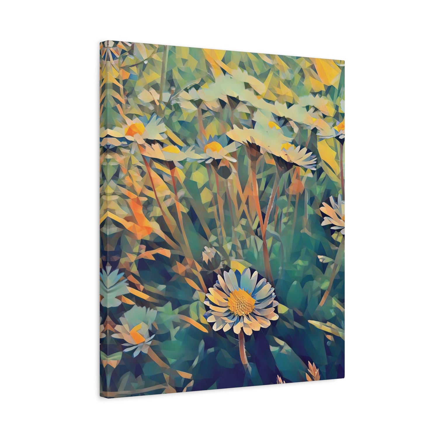 Stretched Matte Canvas - Poly Art - Flower of Daisies (Variant 2)