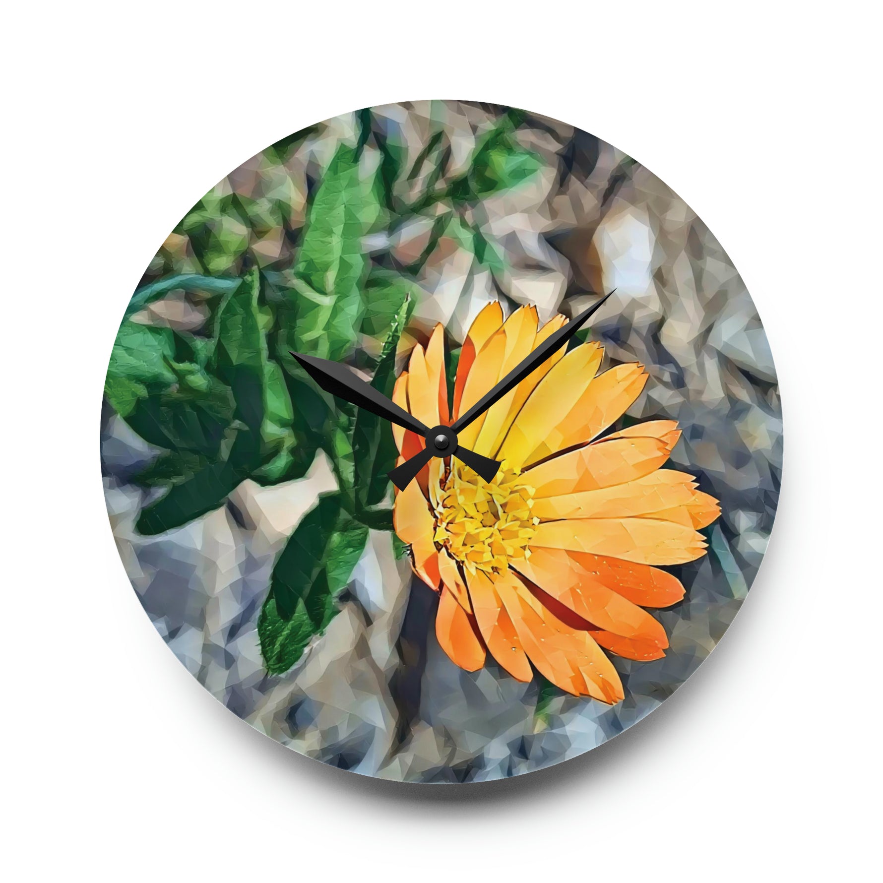 Acrylic Wall Clock - Poly Art - Flower of Calendula (Variant 2)