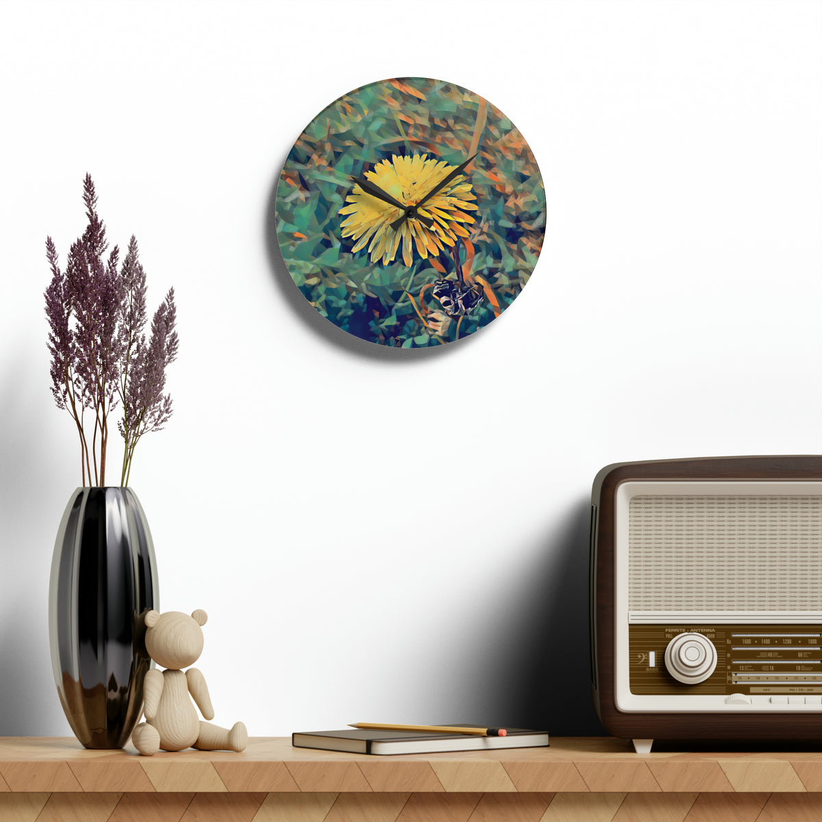 Acrylic Wall Clock - Poly Art - Flower of Dandelion (Variant 1)