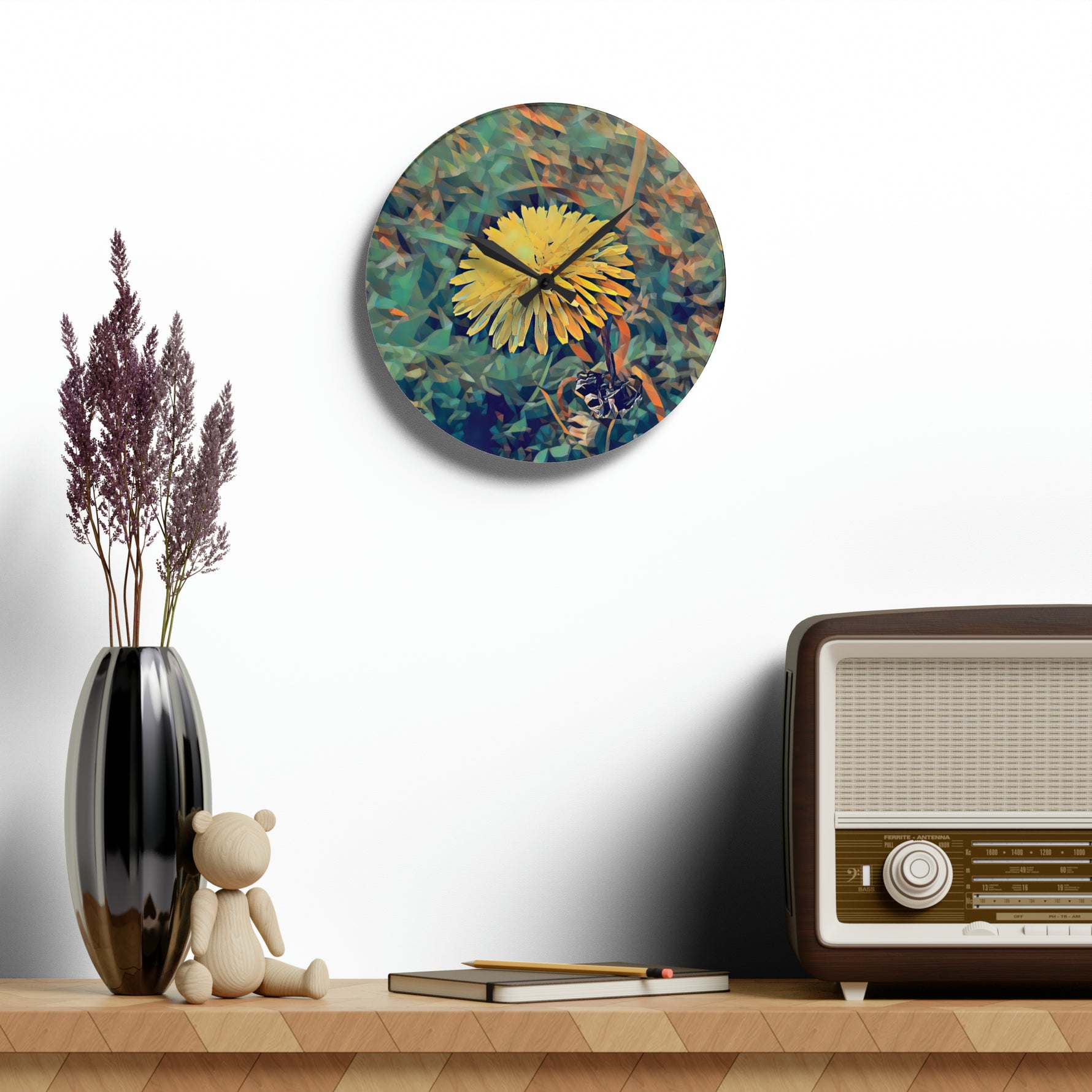 Acrylic Wall Clock - Poly Art - Flower of Dandelion (Variant 1)