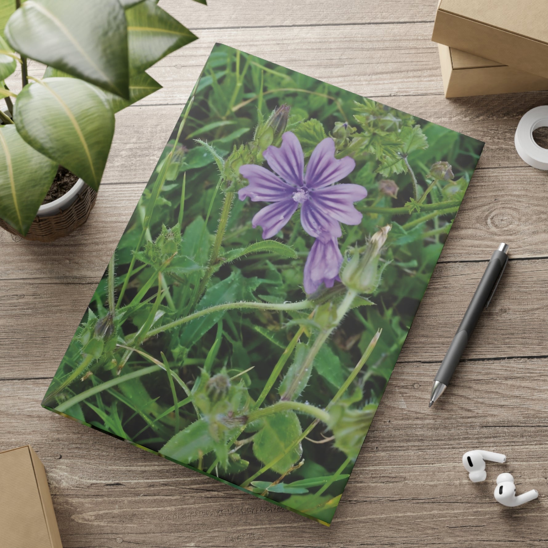 Hardcover Notebook with Puffy Covers - Flower of Malva Sylvestris