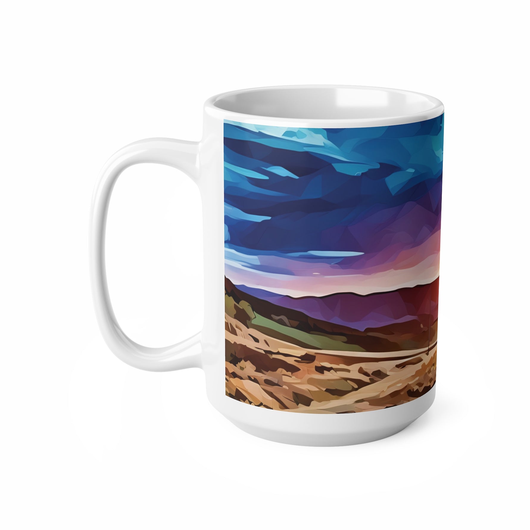 Ceramic White Cup 15oz - Poly Art - Tuscan Landscape (Variant 2)