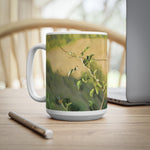 Ceramic White Cup 15oz - Poly Art - Rosehip plant (Variant 1)