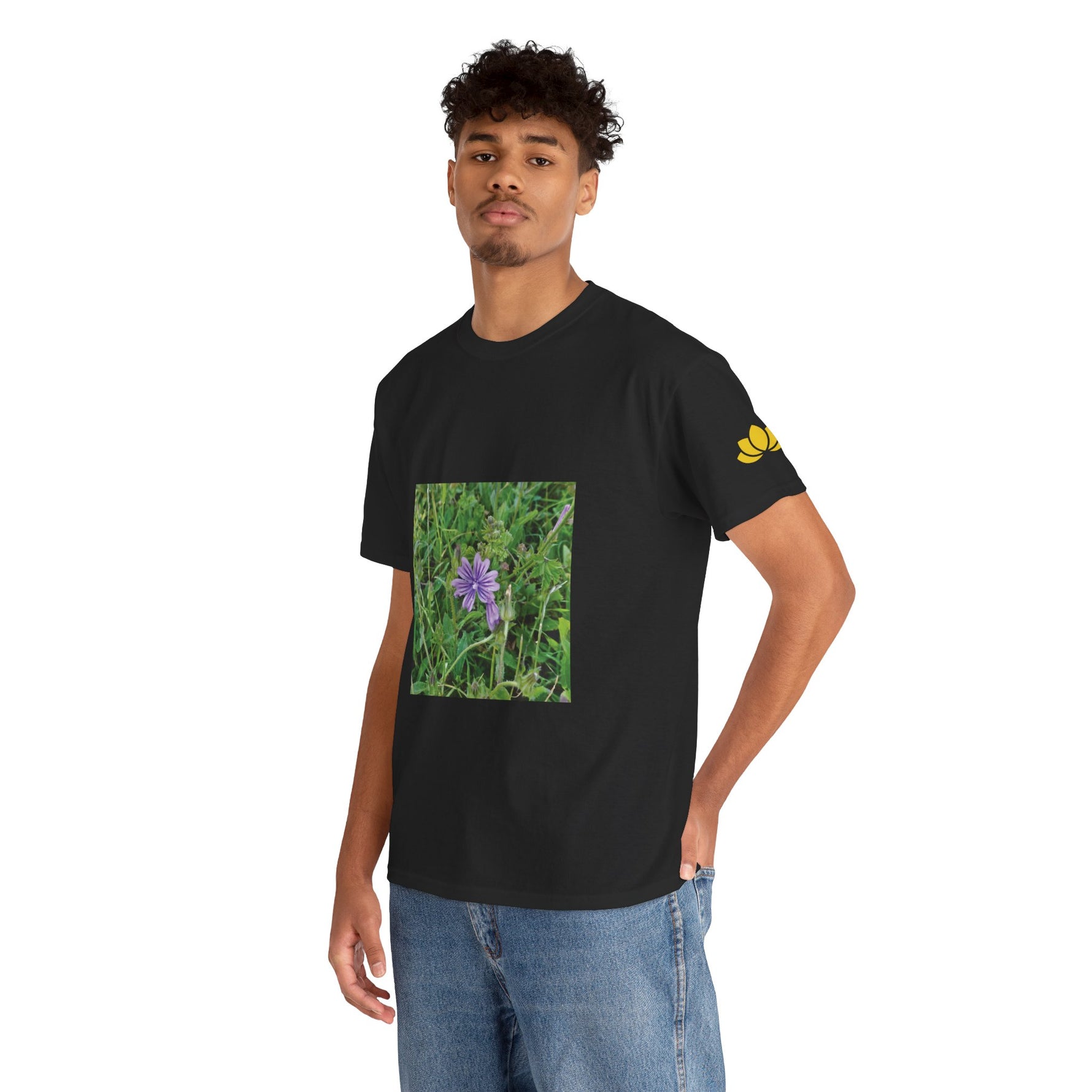 Unisex Heavy Cotton Tee - Flower of Malva Sylvestris